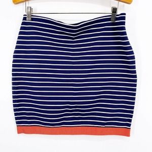 Ann Taylor Navy Blue White Striped Coral Grosgrai… - image 1